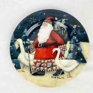 Debi Hron Santa Plate 2005 Geese Tree